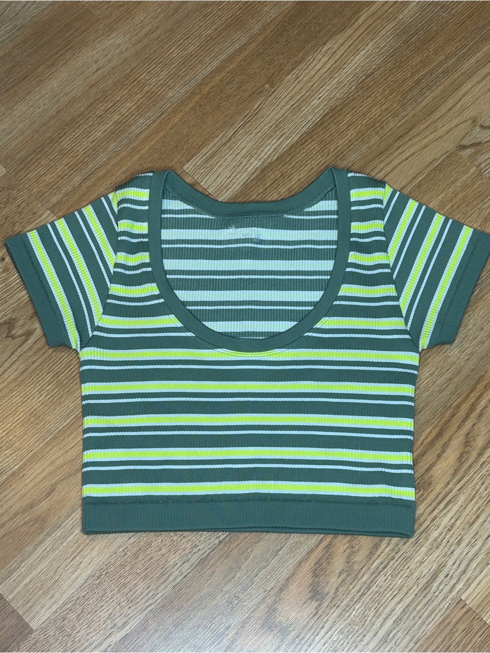 Striped coop neck knit crop top